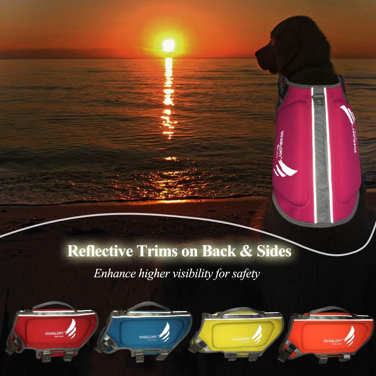 VIVAGLORY High Buoyancy Dog Life Vest, Swimming Vest with Handle, Dog Life Jacket for Swimming & Boating, Buoyancy for Puppy Doggy, S, Pink