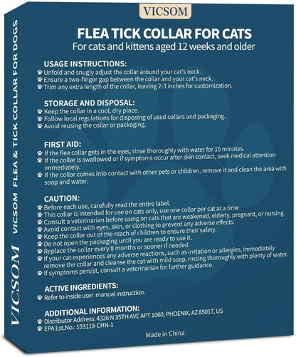 Flea and Tick Collar for Cats - 4 Pack, 32 Month Protection Treatment, Waterproof, Natural Prevention, Adjustable for Cats & Kittens (Black)