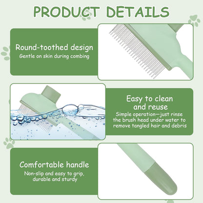 2PCS Self Cleaning Pet Flea Comb Grooming Brush, Fine Tooth Cat Knot Removal Comb for Indoor Cats