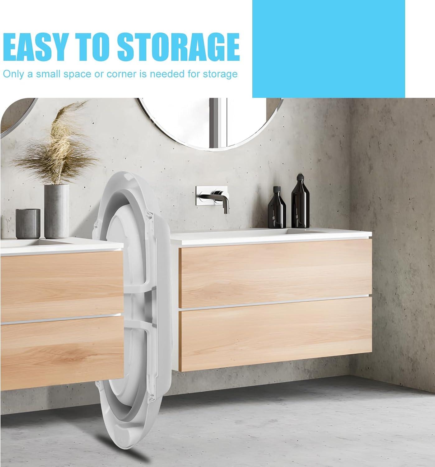 2 in 1 Pet Bathtub, Foldable Stand Dog Bath Tub, Portable Pet Wash Station Detachable Plastic Tub, Drainage Hole Long Pipe, Storage Rack, Indoor Outdoor, Pets Under 33lbs (Grey)