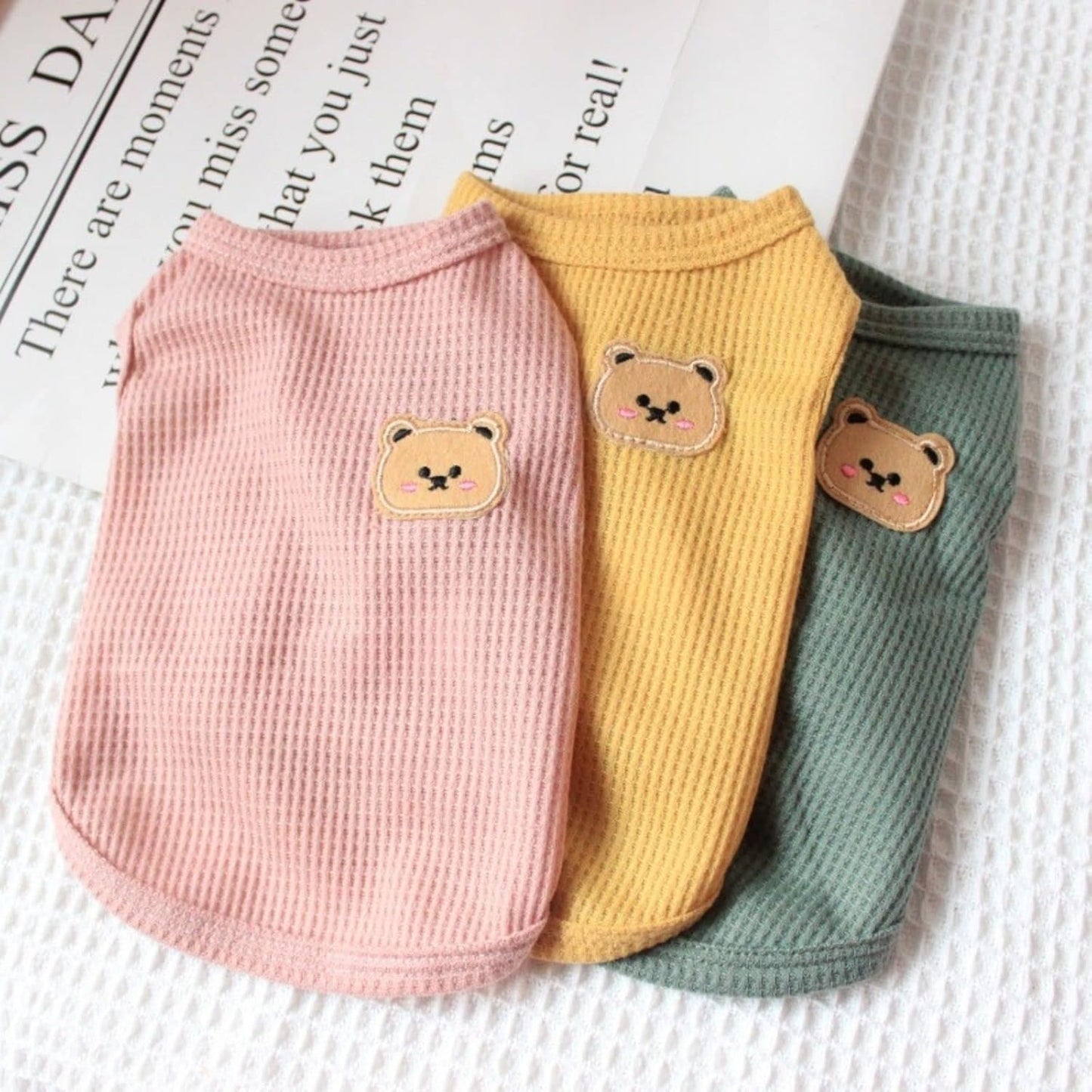 Cotton Dog & Cat T-Shirts - Soft, Breathable, Stretchy Sleeveless Vests for Medium & Small Dogs