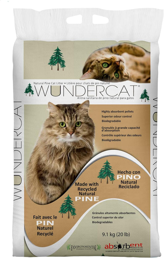 Progressive Planet Wundercat Natural Pine Cat Litter, 20lbs - 100% Reclaimed Wood Pellets for Superior Absorption & Odor Control - Low-Tracking & Biodegradable - No Synthetic Perfumes