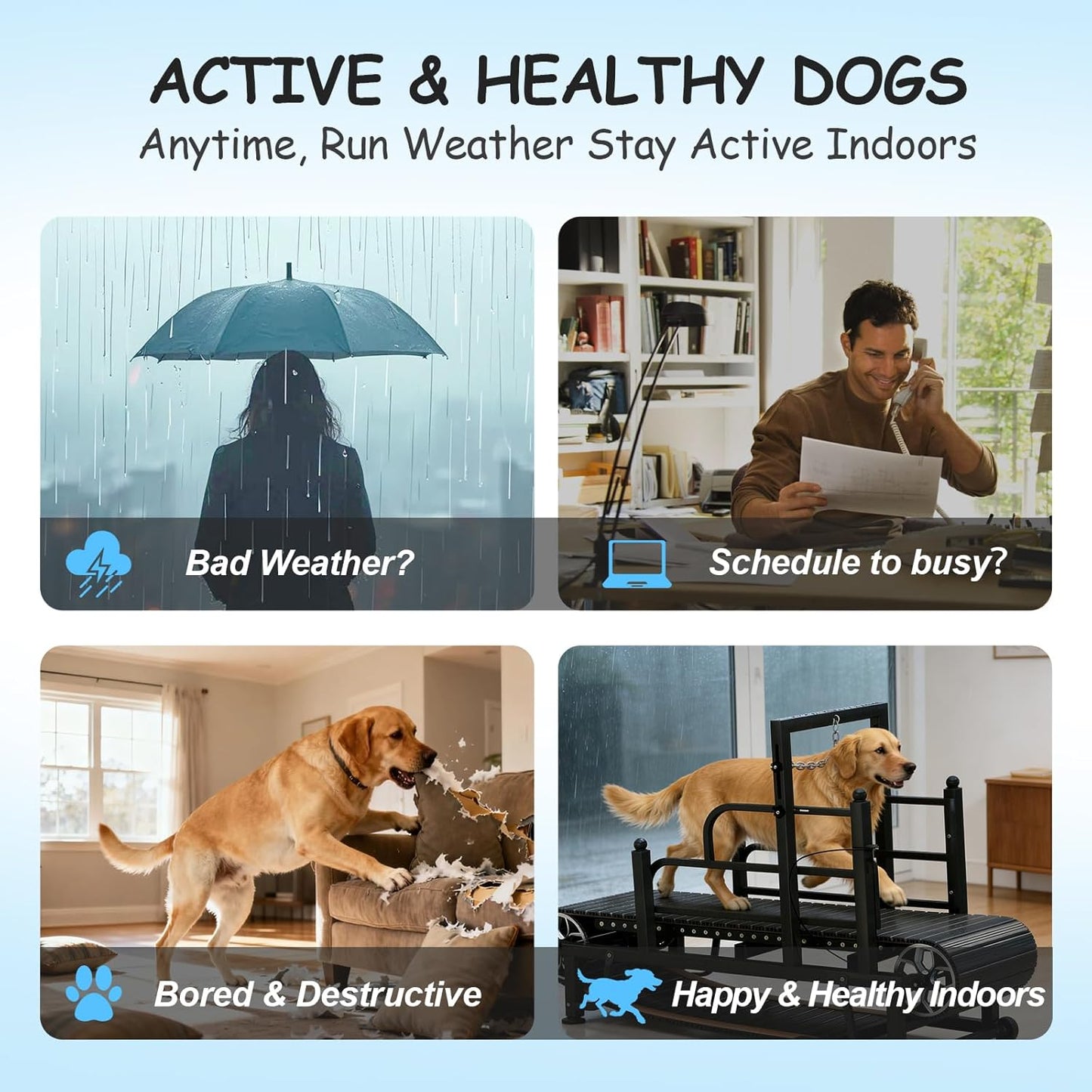 Dog Treadmill for Large/Medium Dogs, Dog Running Machine Exercise Equipment with Brakes and Slope Adjustment for Large&Medium Dog