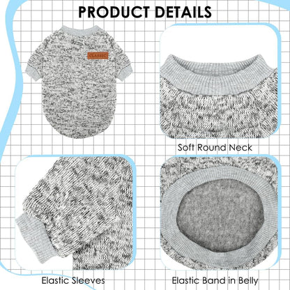 3 Pack Dog Sweaters for Small Dogs Girl Boy Winter Fleece Clothes Warm Soft Dog Sweatshirt Outfit for Dogs Cats Pet Apparel