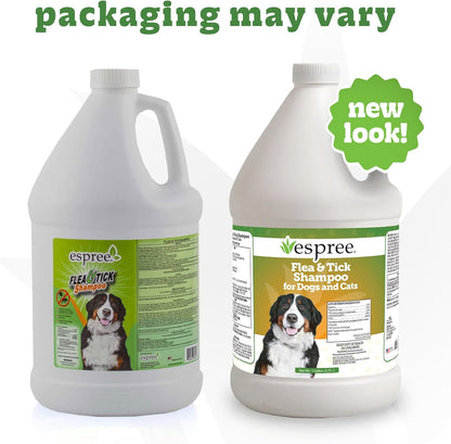 Espree Flea & Tick Dog Shampoo, Aloe Vera Based Formula, Made Without Sulfates, Parabens, Harsh Chemicals and Dyes, Pest Removal Shampoo, Flea & Tick Shampoo for Dogs, Pet Grooming Supplies, Gallon