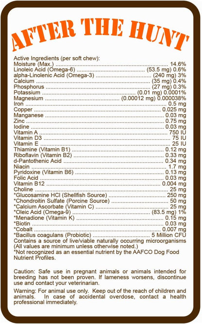 After The Hunt All You Need Complete Dog Multivitamin - Daily Vitamins for Skin & Coat Hip & Joint Digestion & Immune System - Glucosamine Omega 3 6 9 & Probiotics - 120 ct