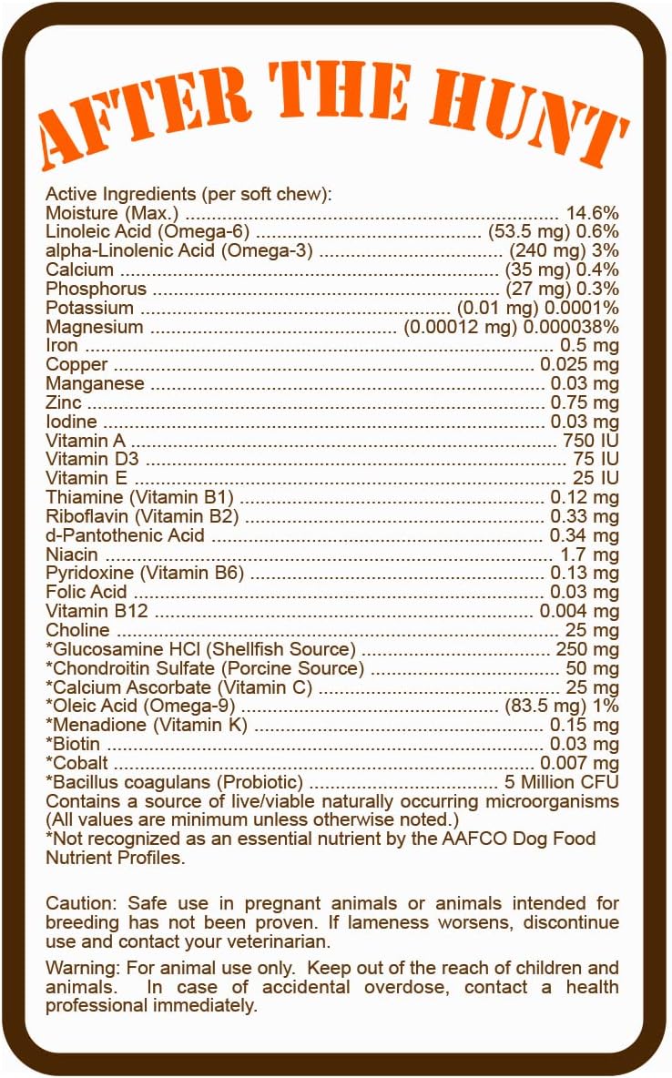 After The Hunt All You Need Complete Dog Multivitamin - Daily Vitamins for Skin & Coat Hip & Joint Digestion & Immune System - Glucosamine Omega 3 6 9 & Probiotics - 120 ct