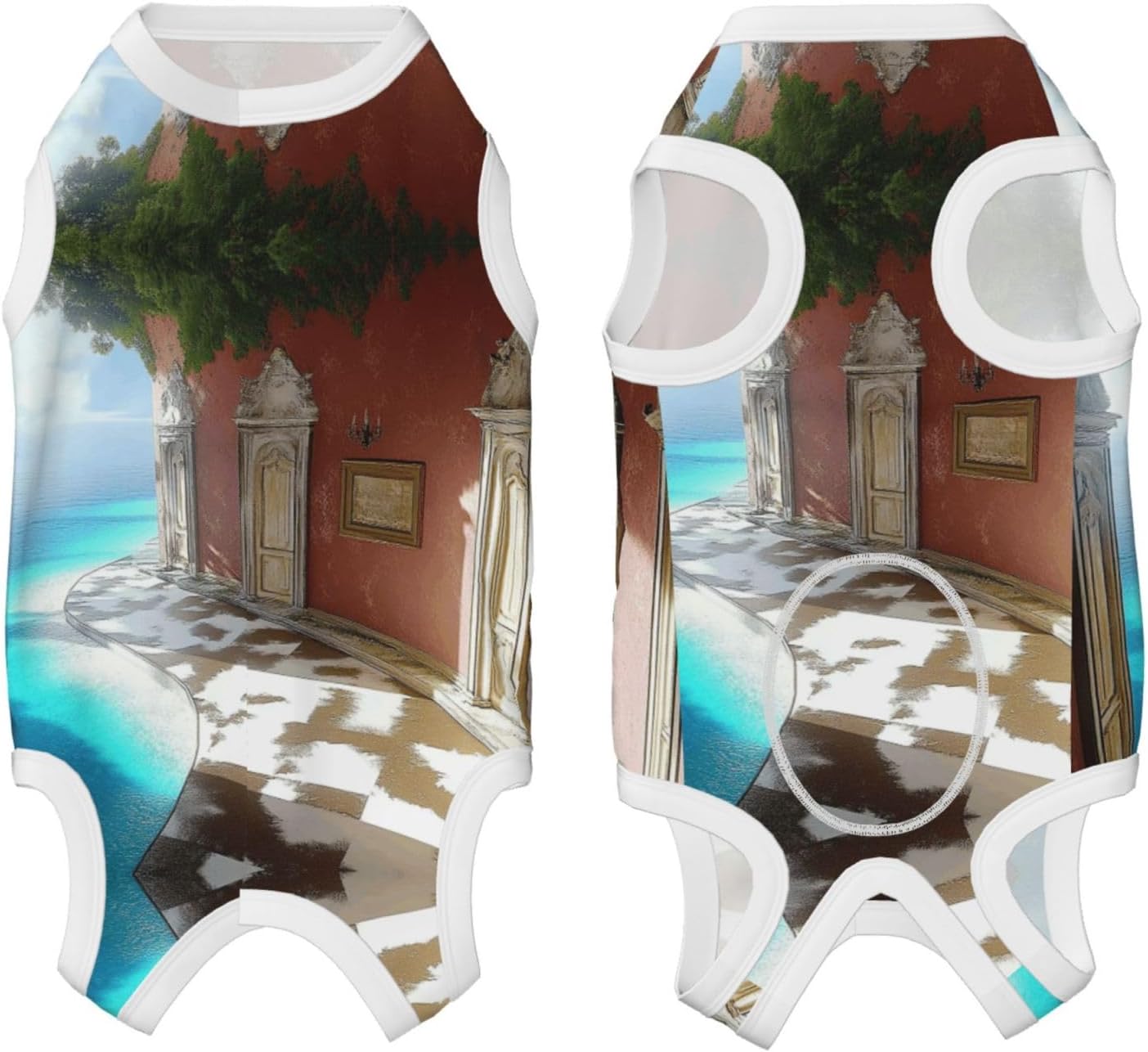 Blue Ocean Dog Surgery Suit Recovery Suit, 100% Cotton Breathable Full Body Dog & Cat Surgical Suit with Cute Prints, Alternative to Cone for Spay Neuter Wound Care, Male & Female Pets Large