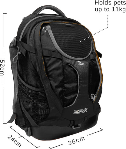 Kurgo G-Train Dog Carrier Backpack - Comfortable Travel Bag for Pets Up to 25 lbs - Waterproof Bottom - Multi-Compartment Pack - Dog Hiking Gear - Rugged Adventure Backpack - Navy Blue
