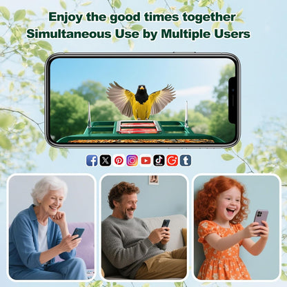 Bird Feeder with Camera,2K Live View,WiFi Smart Bird House with Cam Solar Powered for Outdoor,Night Vision,AI Identify,Auto Record Video,Real-Time App Alerts,Birdwatching Gifts for Family,Birds Lover