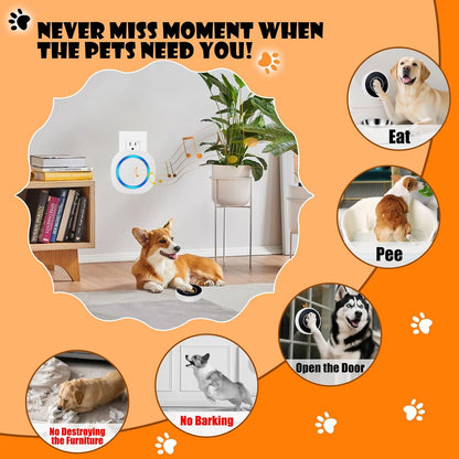 Smart Dog Door Bell Wireless Puppy DoorBell for Potty Training, Dog Bells to go Outside, IP55 Waterproof Bells for Dogs to Ring to go Potty (3 Receivers+6 Buttons)