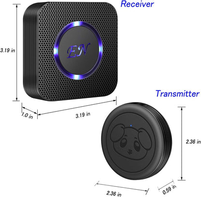 EverNary Dog Door Bell, Wireless Doggie Doorbells for Potty Training, Door Bell for Dogs to Go Outside, Dog Bells to with 1 Receiver and 2 Waterproof Transmitters (Black)