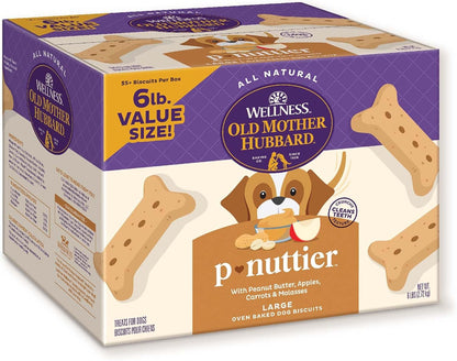 Old Mother Hubbard Wellness P-Nuttier Dog Biscuits, Natural, Training Treats, Peanut Butter Flavor, Large Size, (6 Pound Box)