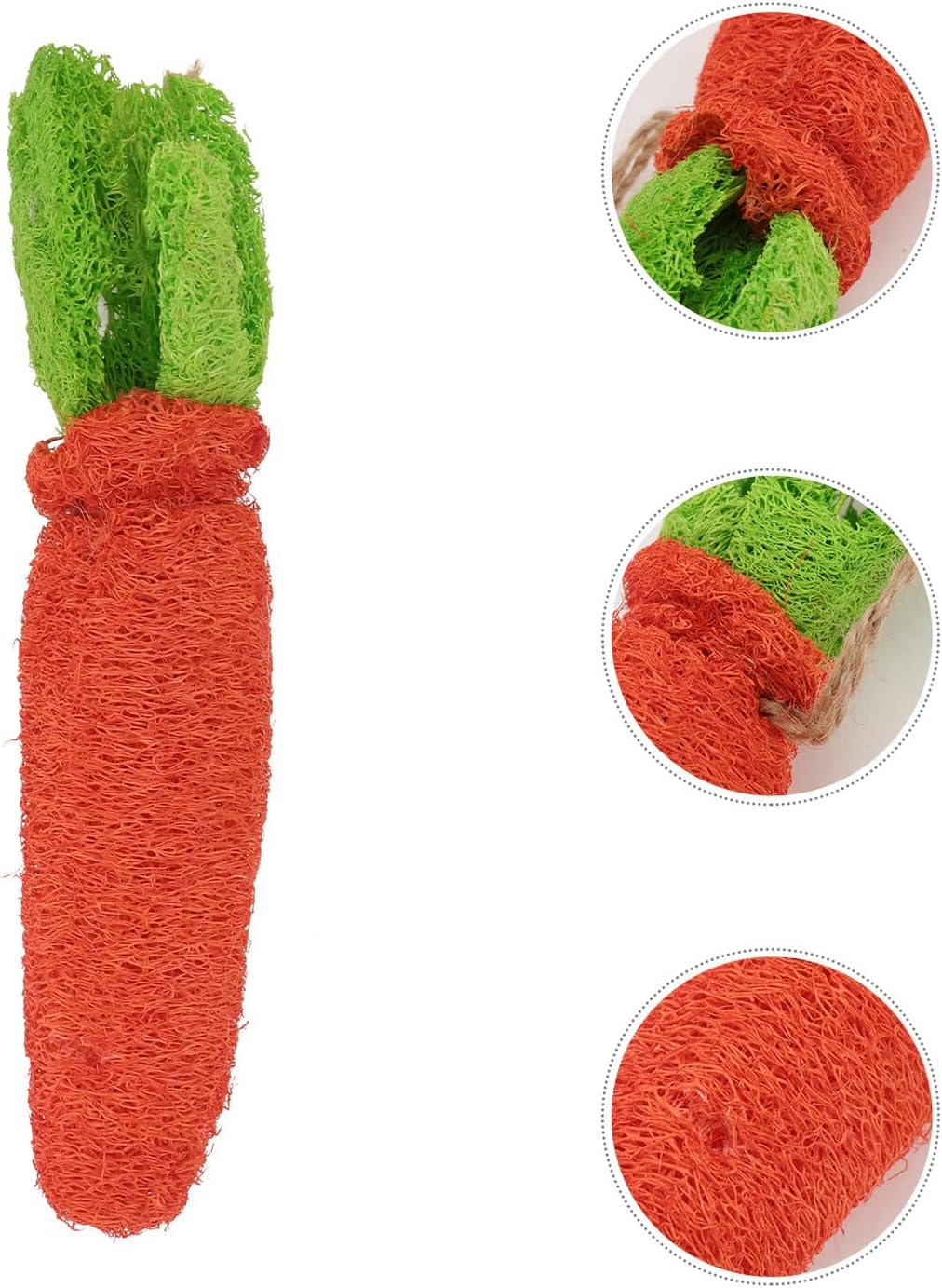 Natural Loofah Carrot Pet Molar Chew for Rabbits and Dogs, 2Pcs Set, Safe Rabbit Biting and Hamster Chewing Supply for Small Animals’ Dental Health