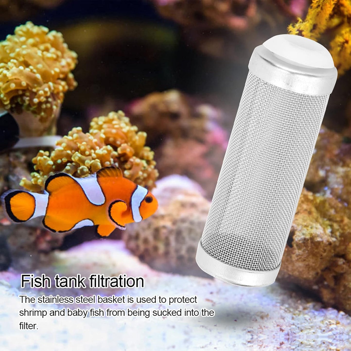 Aquarium Filter Inflow Inlet Mesh, Stainless Steel Intake Shrimp Guard Protector Cover Screen Metal Fish Prefilter Tube Strainer Net Protecting Basket Media Accessory 16mm 5Pcs