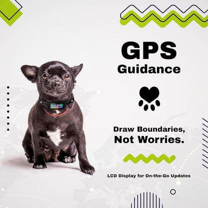 Customizable GPS Dog Collar Fence System, Waterproof LCD Collar & Safe Zone Radius up to 6998 ft – Wireless Dog Fence, Wireless Pet Collar & App-Controlled Dog Training Collar