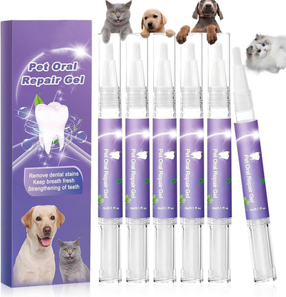 6Pcs Pet Oral Repair Gel, Dog Oral Repair Gel, Pet Breath Freshener for Cats and Dogs, Removes Tartar, Keeps Breath Fresh, Strengthens Teeth,No Brushing Oral Care Cleaner,3ML