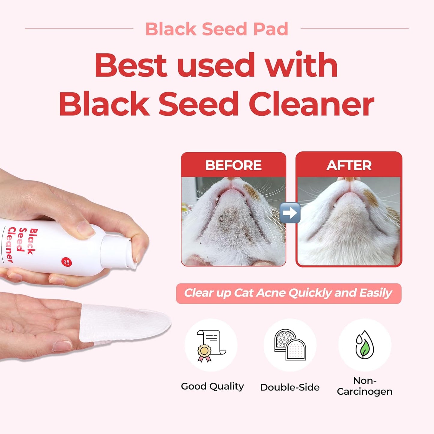 JAYU PET Black Seed Pad - Dry Cat Chin Acne Pad, Double-Sided Dry Pads for Removing Blackhead, 30pcs