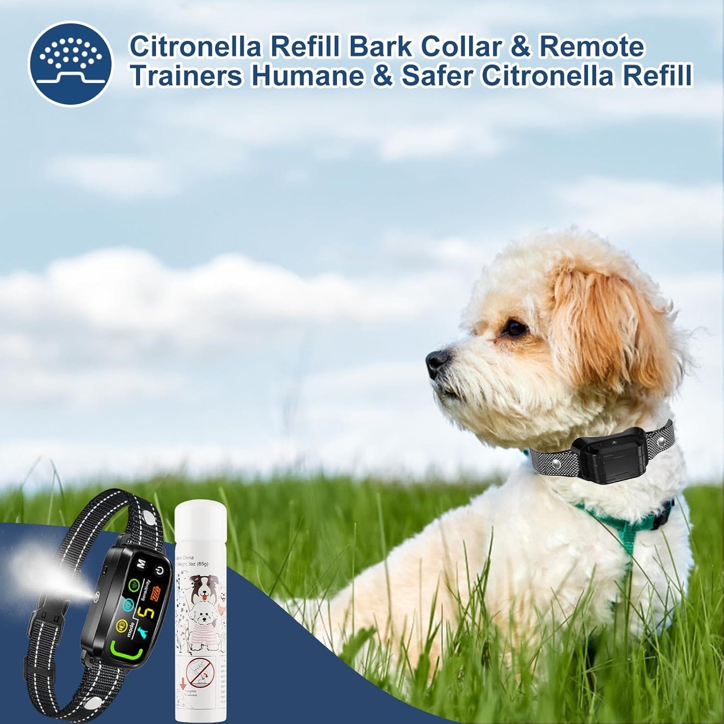 Citronella Spray Refill 1 Pack 3oz 85g Can Citronella Bark Collar, Spray Bark Collar & Remote Trainers Humane & Safer Citronella Refill Dog White