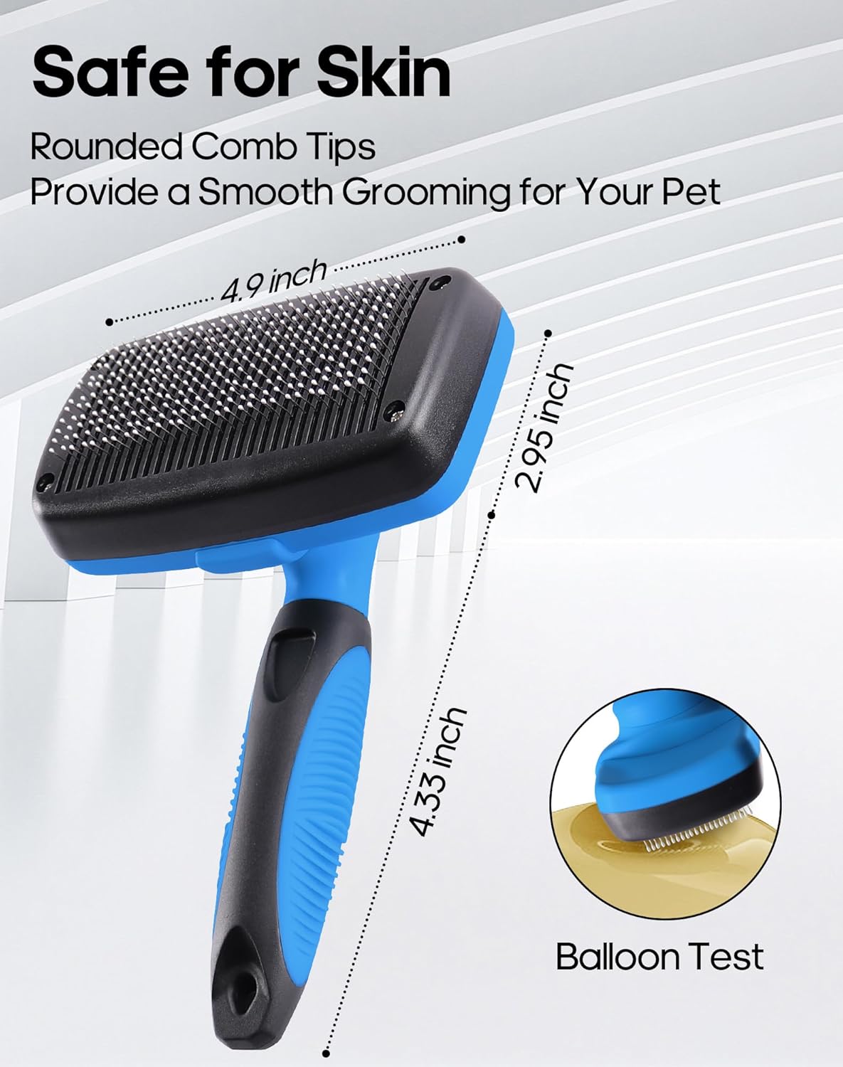 Self Cleaning Shedding Brush - Skin Friendly Grooming Tool for Dogs, Cats, and Puppies, Deshedding and Hair Removal for Long and Short Haired Pets (Blue)