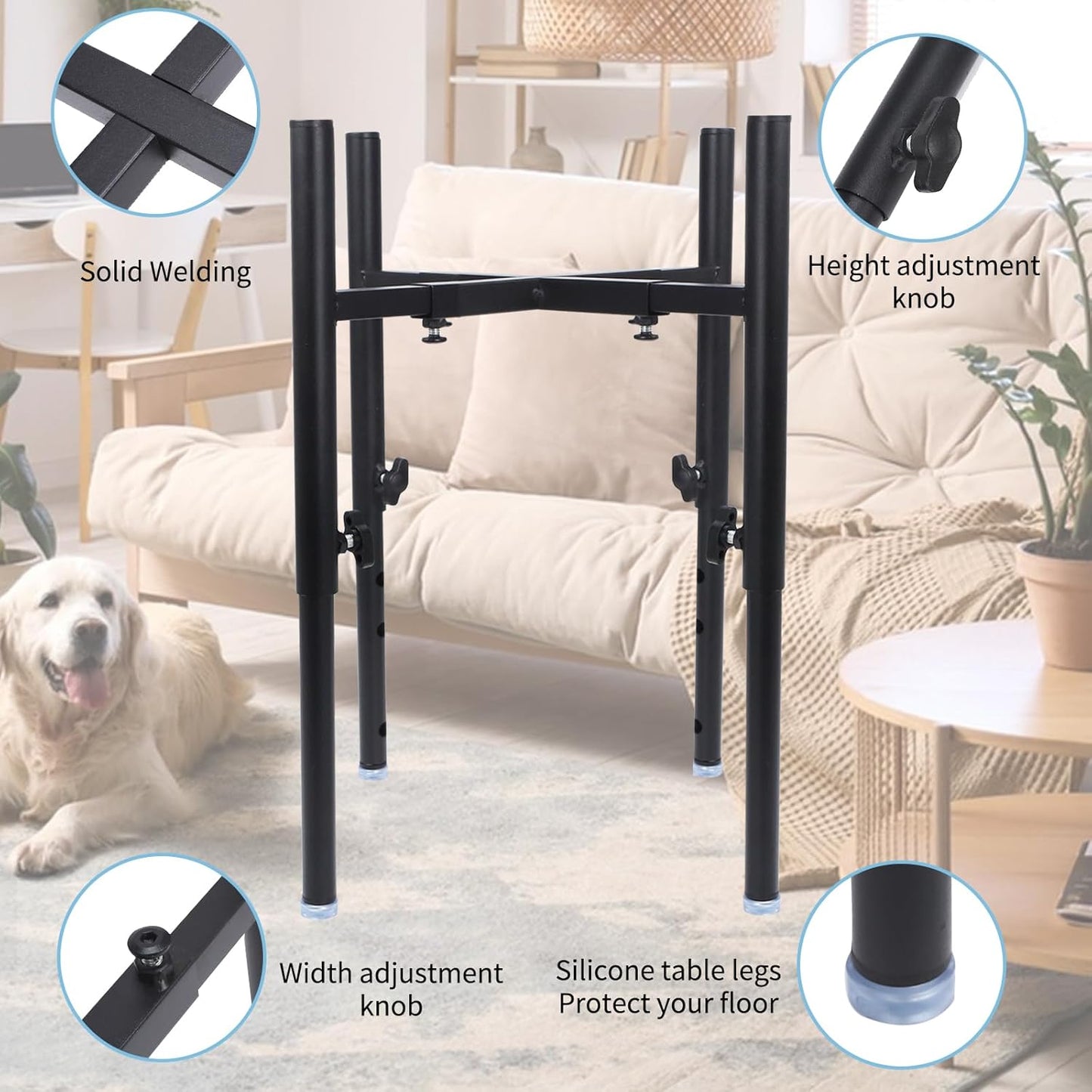 Adjustable Stand for Dog Water Fountains and Pet Slow Water Feeder - Compatible with Automatic Water/Food Dispensers | Width and Height Elevated Holder for Dog Water Bowl Dispenser