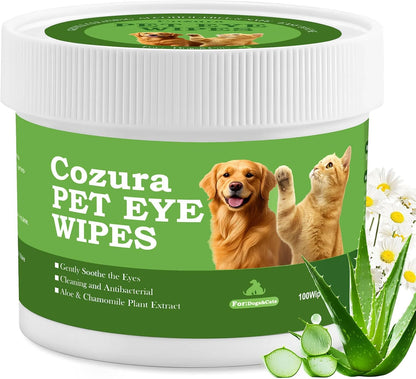 Pet Eye Wipes for Dogs & Cats – 100 Count | Gently Removes Tear Stains, Eye Discharge, Crust, Dirt & Odor | Soft Hypoallergenic Pads for Eyes, Wrinkles & Facial Folds
