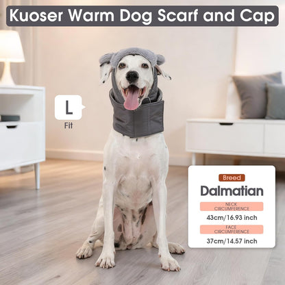 Kuoser Dog Winter Hat & Scarf Set, Pet Winter Warm Hooded Neck Gaiter, Dog Cold Weather Protection Neck Warmer with Fleece Lining