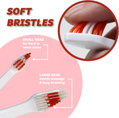 Pets & Pupps Pet Toothbrush for Dogs, Cats with Soft Bristles - Easy Teeth Cleaning & Dental Care, Non Slip Dual Head Dog Toothbrush