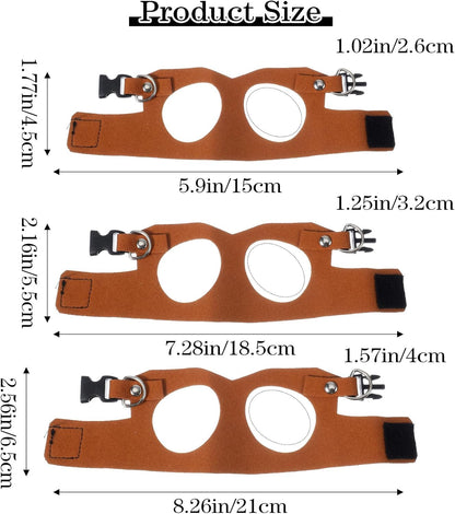 Bearded Dragon Leash and Harness Set, 3PCS Faux Leather Adjustable Bearded Dragon Harness and Leash, Traction Rope for Lizard Small Animal Outdoor Walking (Brown/S, M, L)