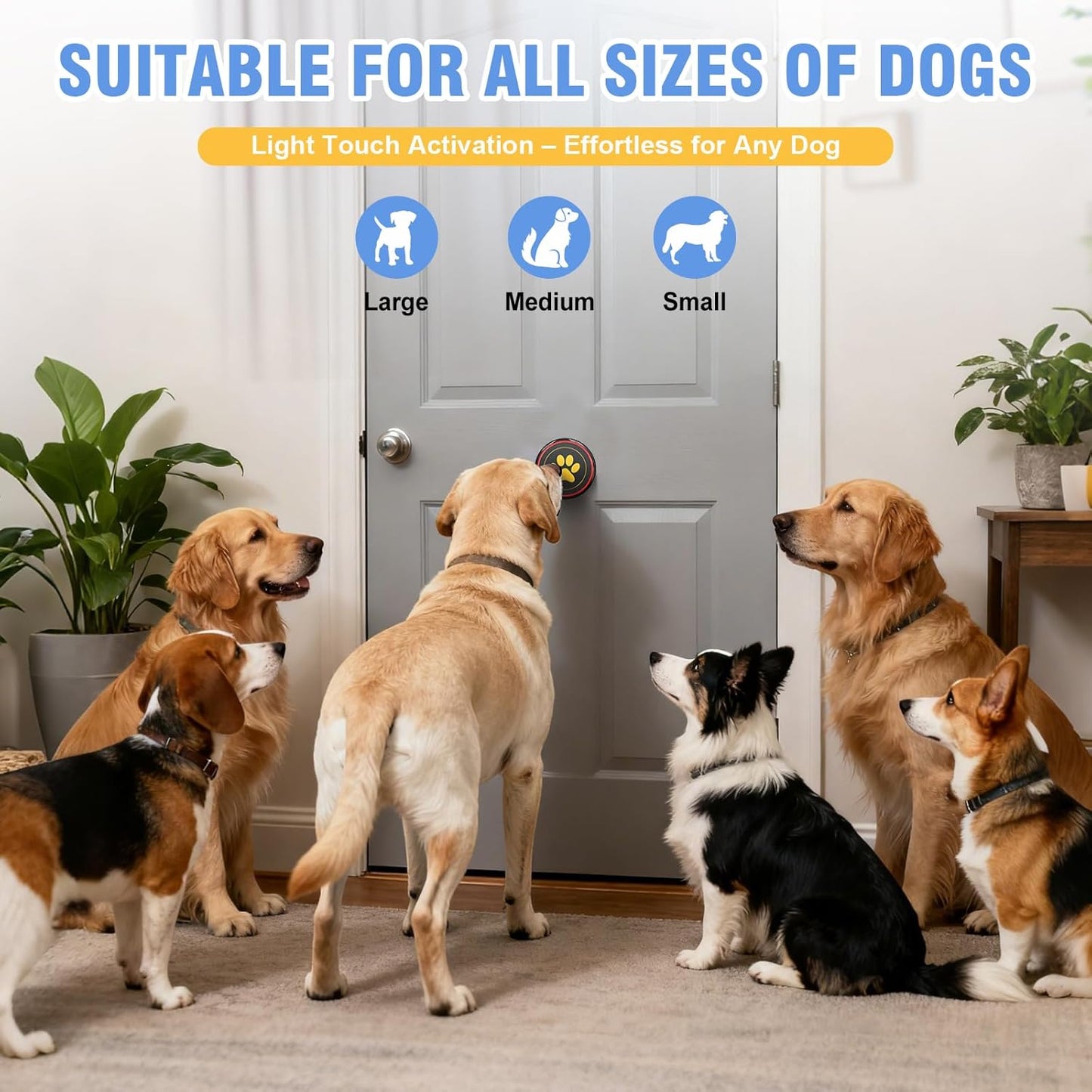 ChunHee WiFi Smart Dog Door Bell for Potty Training to Go Outside–Wireless Doggy Doorbell with Tuya Phone Notification–Waterproof Touch Button and Adjustable Volume, Multi-User Alerts(2 Dog Buttons)