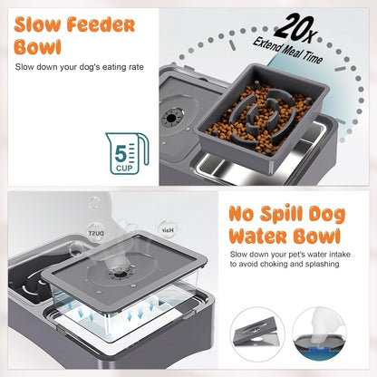 Decflow 1PCS Slow Feeder Dog Food Bowls for Medium Large Dogs, Grey