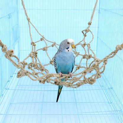 Parrot Climbing Rope Net – Multi-Size Colorful Bird Hammock, Ladder & Chew Toy with 4 Hooks for Cage, Cockatiel, Budgie, Parakeet, Rat & Small Pets