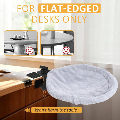 Topmart Cat Desk Bed with 360° Rotating, Cat Hammock for Desk with 2 Washable Pads, Easy to Install, Kittens Bed for Desk Attachment for Home Office,Up to 45LBS, Grey & Black
