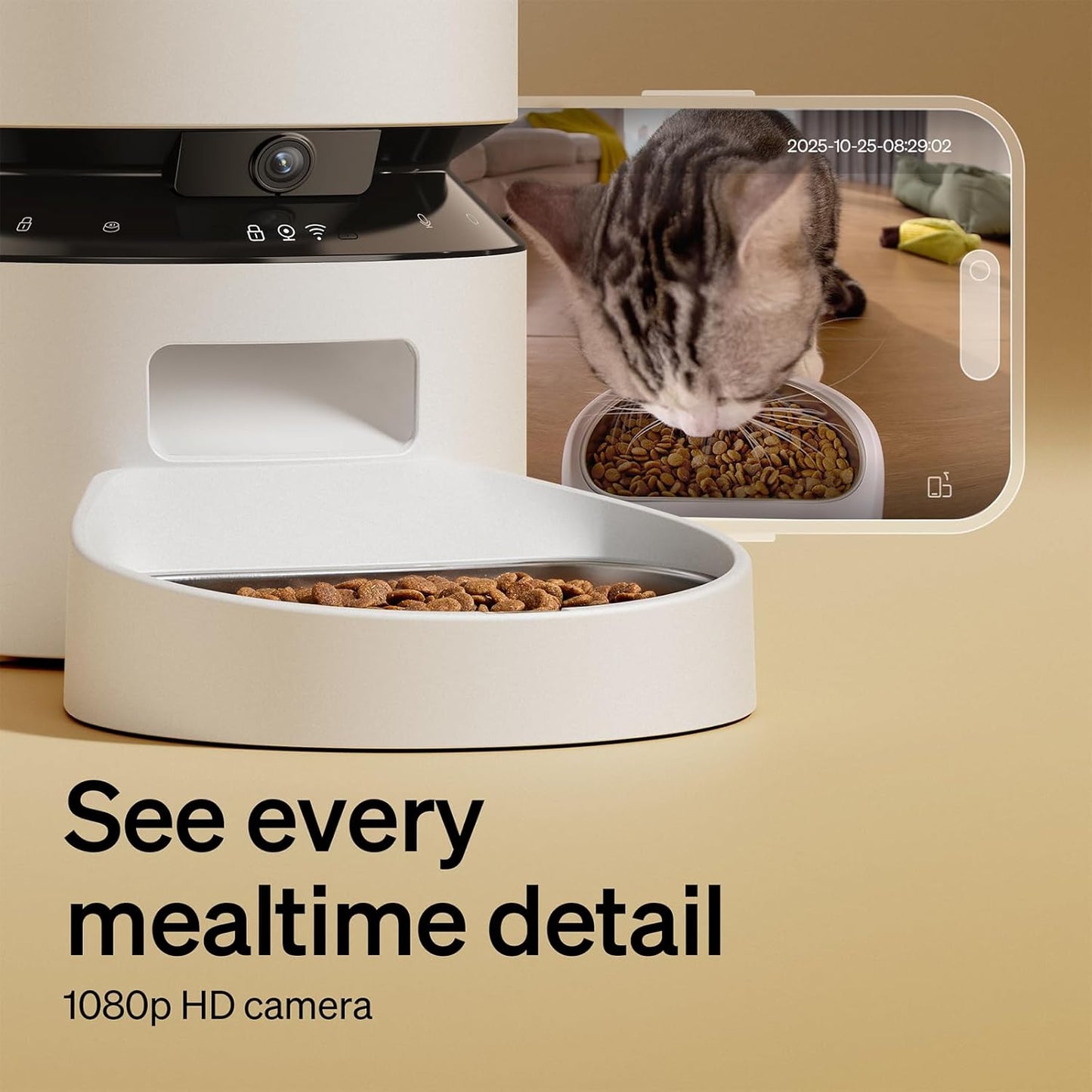 PETLIBRO Automatic Cat Feeder with Camera, 1080P HD Video with Night Vision, 5G WiFi Pet Feeder with 2-Way Audio, Low Food & Blockage Sensor, Motion & Sound Alerts for Cat & Dog Single Tray