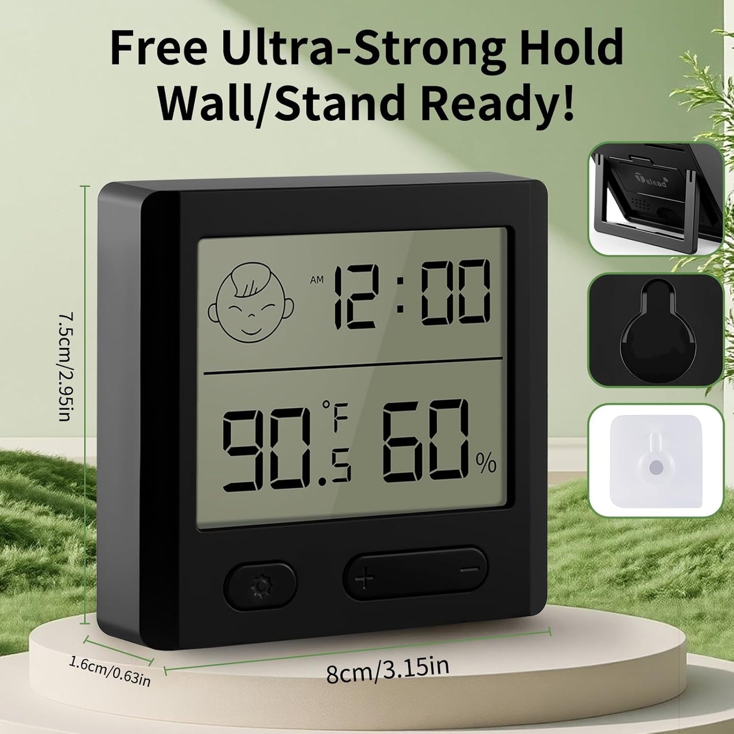 Reptile Thermometer Hygrometer – Digital Terrarium Thermometer for Snakes, Lizards, Spiders | Accurate Temperature & Humidity Gauge with Alarm, Backlit Display