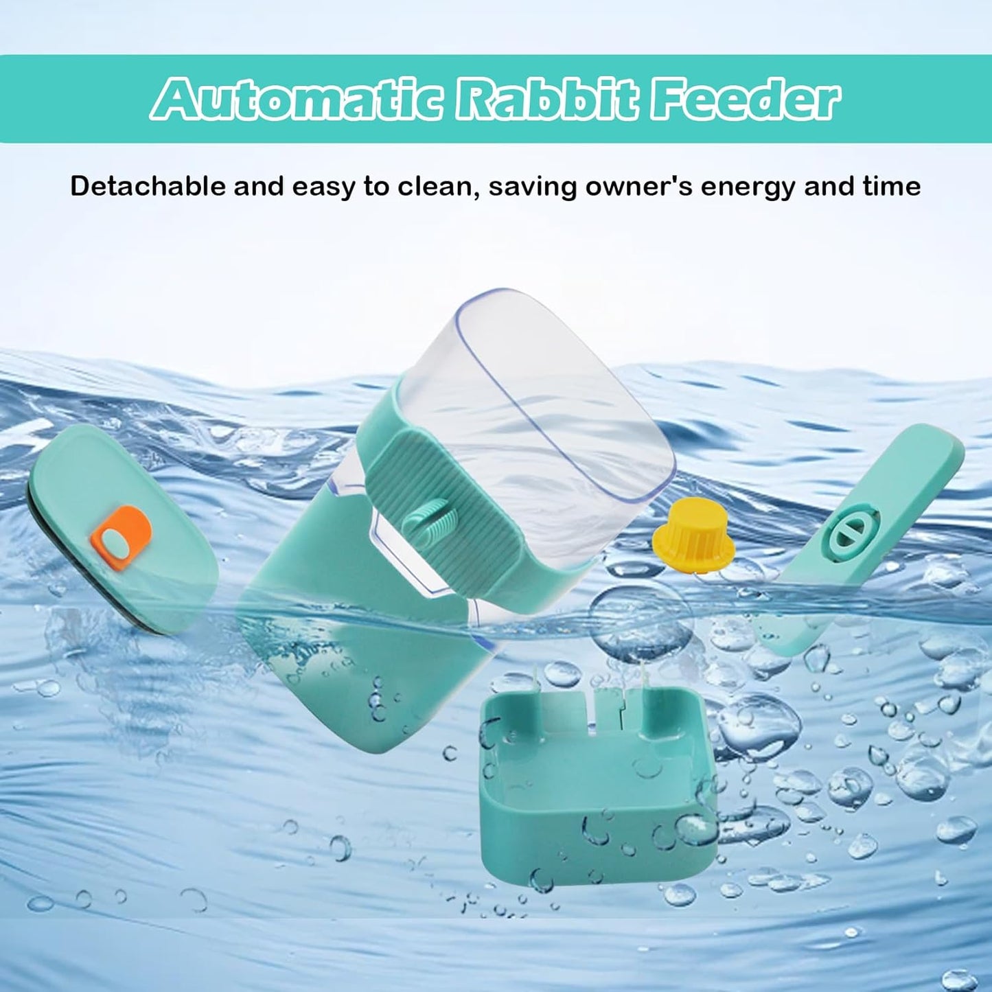 Automatic Rabbit Feeders for Cages,35 oz Hanging Rabbits Food Dispenser Guinea Pig Auto Gravity Feeder for Bunny Chinchilla Ferret Squirrel Hedgehog(Green)