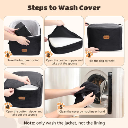 Nobleza Dog Car Seat, Warm Elavated Dog Booster Sofa Seat Non-Slip Travel Bed for Car Truck SUV with Adjustable Safety Buckle Storage Pockets, Washable Detachable Elevated for Small Medium Pet Outing