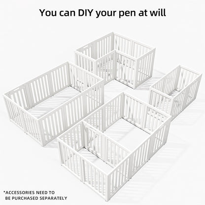 Clear Dog Play Pen,Pet Playpen with Door,Easy to Clean and Install Puppy pens for Both Indoor and Outdoor use (White, 23.6" Height, 8)