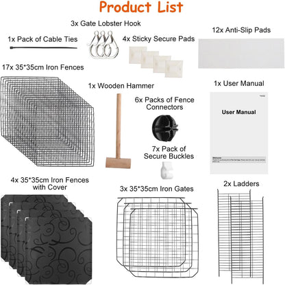 Large 3-Tier Cat Cage, Indoor Cat Enclosures Pliable DIY Cat Playpen, Detachable Metal Wire Kennels Cat Crate Box House with 3 Doors 2 Ramp Ladders for 1-2 Cats, 28.3"L x 14.1"W x 42.2"H,Black