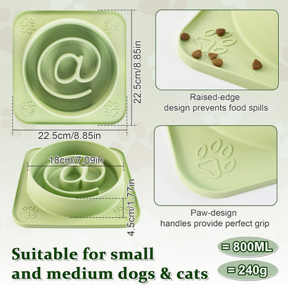 Slow Feeder Dog Bowls,Anti-Choking Silicone Puzzle Dog Food Bowl with Non-Slip Suction Cups,Slow Feeder Promotes Healthy Slow Eating,Ideal for Large Medium Small Dogs & Cats,Dishwasher Microwave Safe