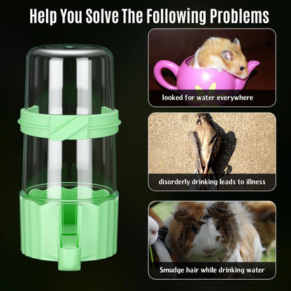 Weewooday 4 Pieces Automatic Bird Feeder Cage Water Dispenser Bird Water Feeder Hamster Cage Waterer Accessory Drinker Bottle for Hamster Parrot (Cute Style,Green, White,245 ml)