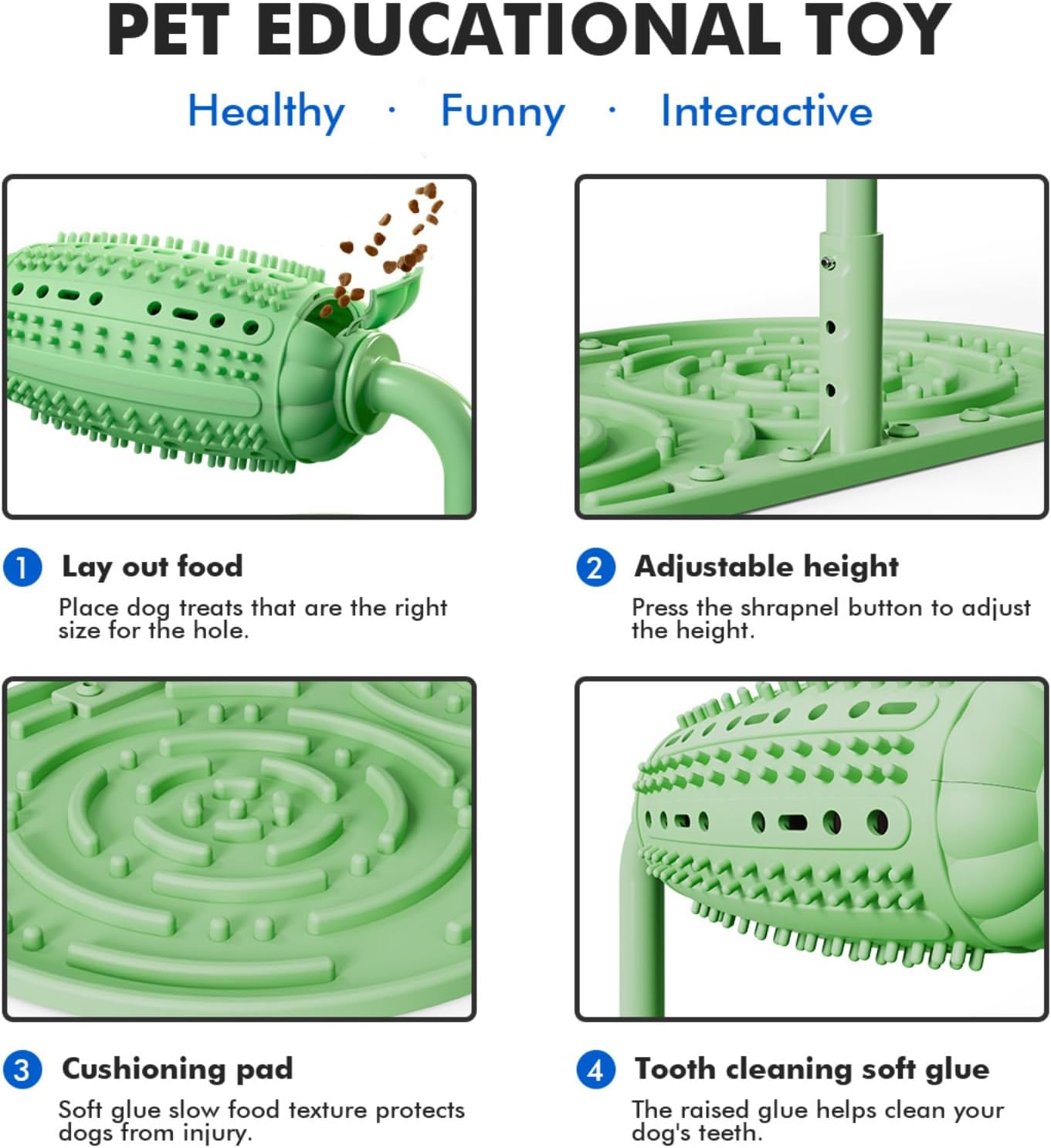 Dog Puzzle Feeder, Silicone Slow Food Mat, Interactive Dog & Cat Food Puzzle Toy, Adjustable Height, Large Capacity, Relieves Anxiety and Boredom, Enhances IQ Training for Large Dogs Pets