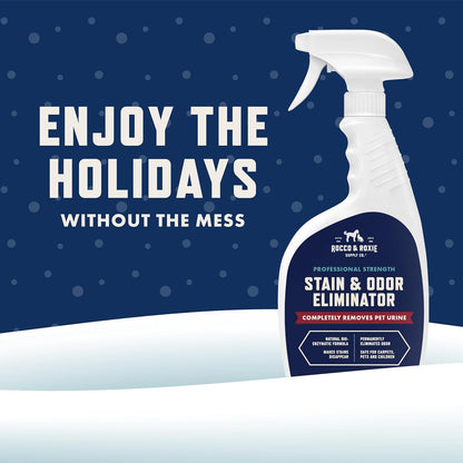 Rocco & Roxie Supply Co. Stain & Strong Odor Eliminator, Enzyme Cleaner, Pet Odor Eliminator for Home - Carpet Stain Remover for Cats & Dog Pee - Urine Destroyer - Carpet Cleaner Spray Clear, 32 Fl Oz