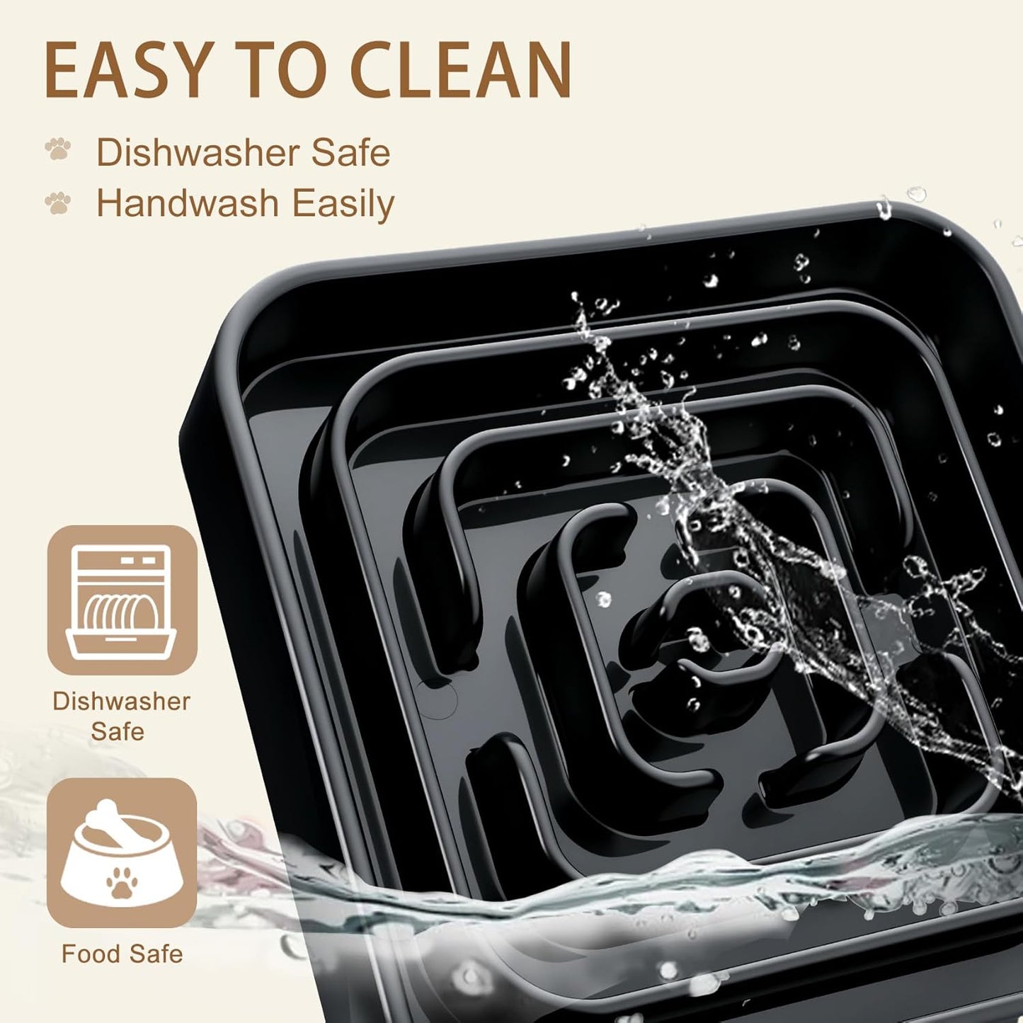 Slow Feeder Dog Bowls for Large Medium Dogs, Anti-Choking Slow Eating Maze Dog Food Bowl, Anti-Slip Slow Feeding Pet Puzzle Bowl,Black