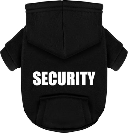 Paiaite Black Chihuahua Dog Hoodie: Warm and Stylish with a 'Security' Printed Sweatshirt, Cold Weather Pet Clothes, and Sweater Coat All in One - Perfect for Winter and Cool Summer Nights! M