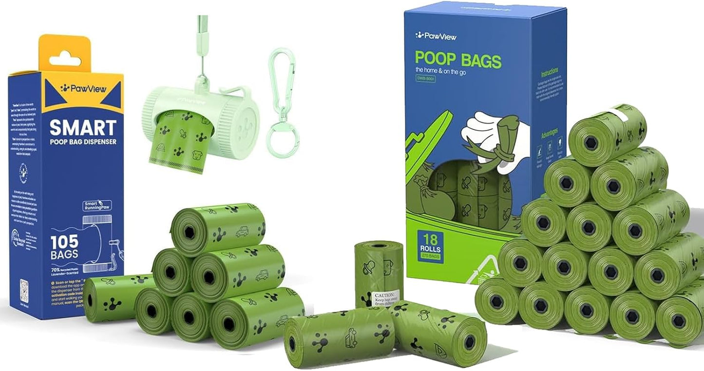 Poop Bag Dispenser & 375 Poop Bags Refill