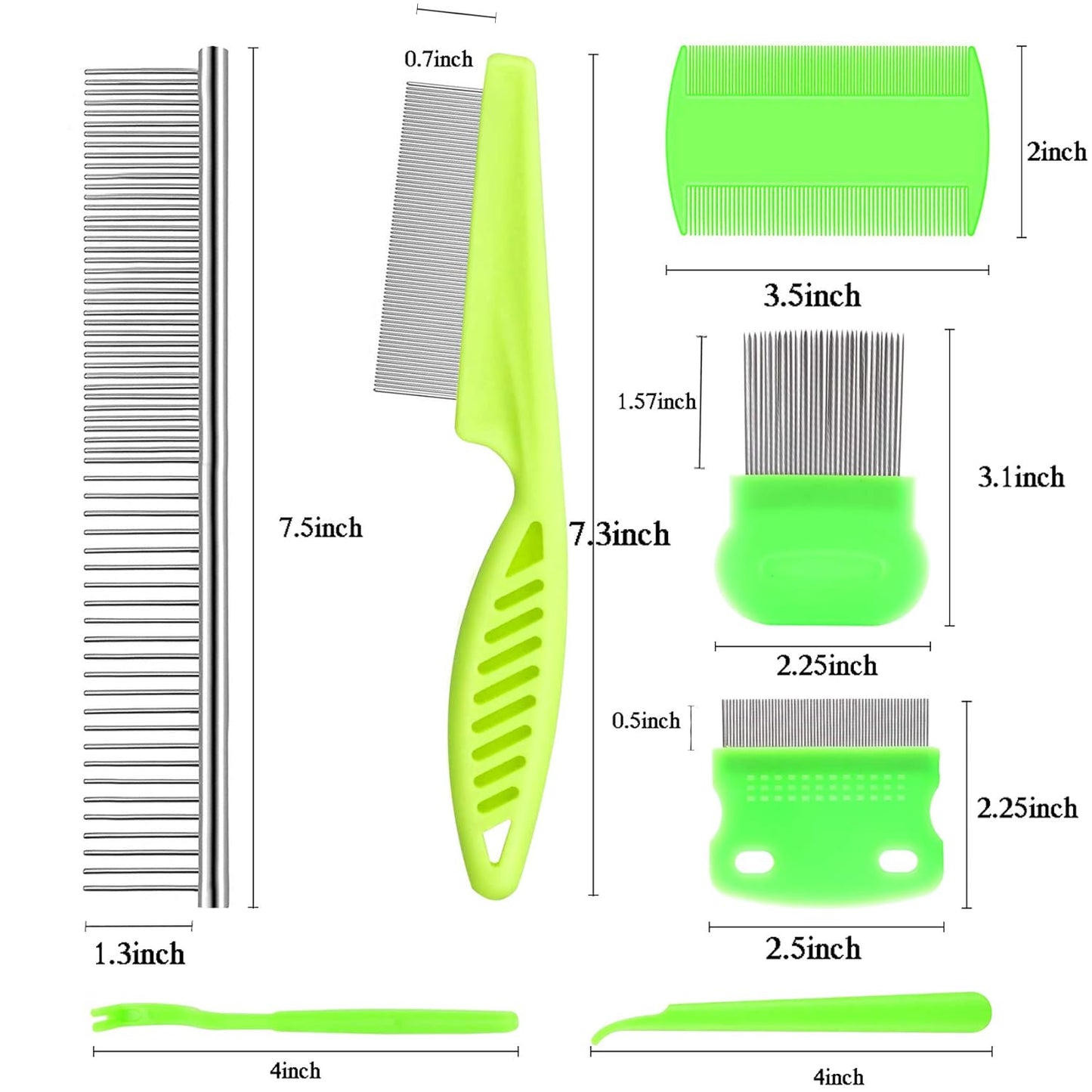 Lamoutor 7Pcs Pet Flea Comb Fine Tooth Comb and Pet Stainless Steel Combs for Dogs Cats Pet