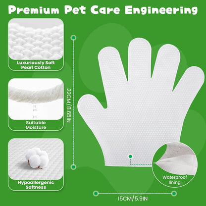 Pet Glove Wipes for Dogs & Cats,Shedding Control, Dander Removal & Paw Cleaning,Reusable Dry Wash Mitt for Daily Use, Travel Essentials for Pets