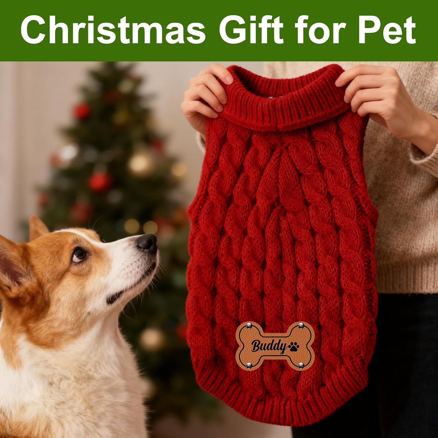 Custom Name Winter Sweater for Dog & Cat, Custom Puppy Clothes, Personalized Dog Sweaters Vest for Small Medium Large Dogs, Birthday Xmas Party Gifts for Dogs Cats