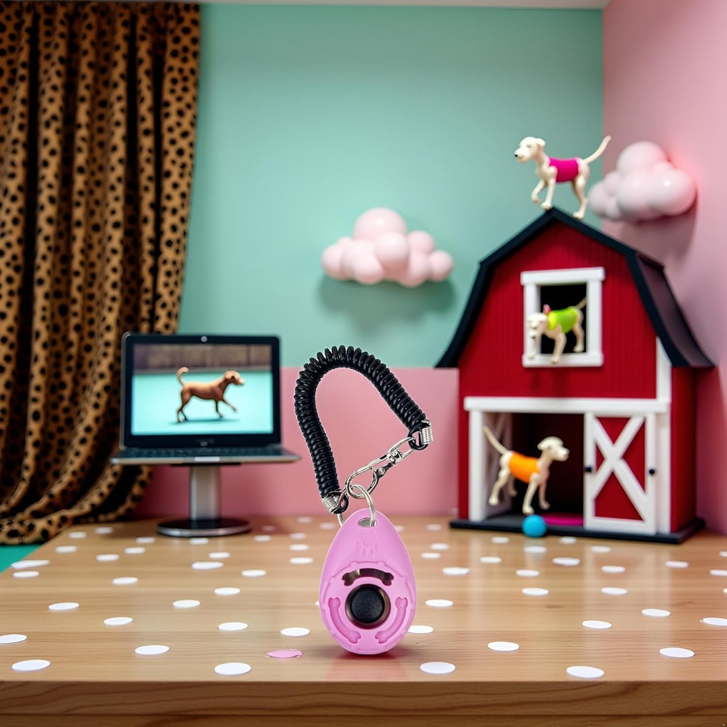 1pc Pink Clicker Easy to Use with Button Dog Training Accessories Strong and Long-Lasting,Training and Behavior Aids